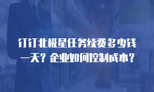 钉钉北极星任务续费多少钱一天？企业如何控制成本？