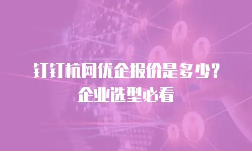 钉钉杭网优企报价是多少？企业选型必看