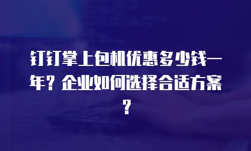 钉钉掌上包机优惠多少钱一年？企业如何选择合适方案？