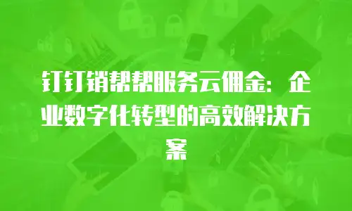 钉钉销帮帮服务云佣金：企业数字化转型的高效解决方案