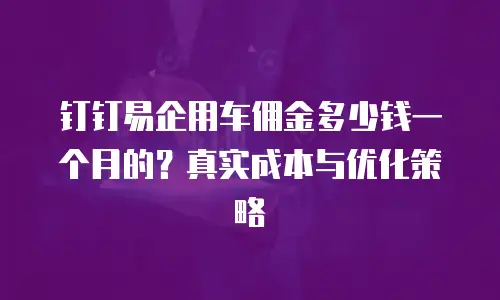 钉钉易企用车佣金多少钱一个月的？真实成本与优化策略