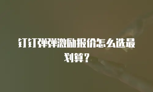 钉钉弹弹激励报价怎么选最划算？
