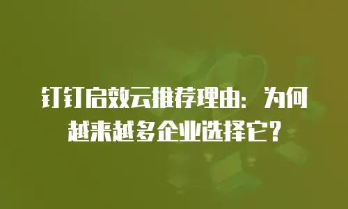 钉钉启效云推荐理由：为何越来越多企业选择它？
