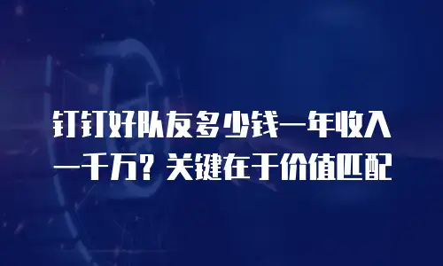 钉钉好队友多少钱一年收入一千万？关键在于价值匹配