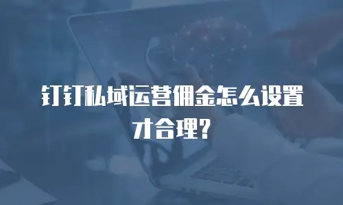 钉钉私域运营佣金怎么设置才合理？