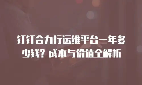 钉钉合力行运维平台一年多少钱？成本与价值全解析