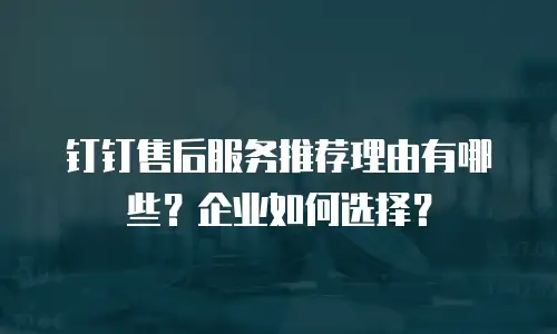 钉钉售后服务推荐理由有哪些？企业如何选择？