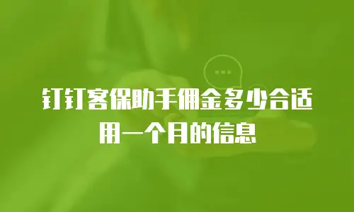 钉钉客保助手佣金多少合适用一个月的信息