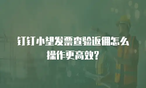 钉钉小望发票查验返佣怎么操作更高效？