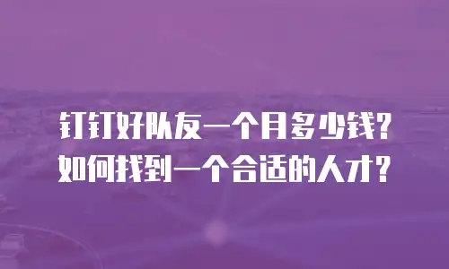 钉钉好队友一个月多少钱？如何找到一个合适的人才？