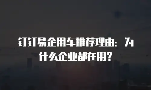 钉钉易企用车推荐理由：为什么企业都在用？