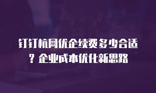 钉钉杭网优企续费多少合适？企业成本优化新思路