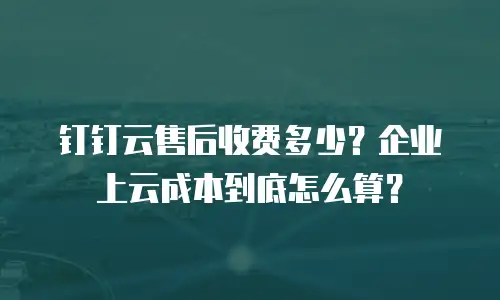 钉钉云售后收费多少？企业上云成本到底怎么算？