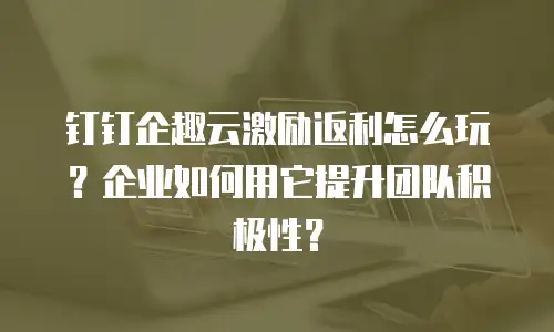 钉钉企趣云激励返利怎么玩？企业如何用它提升团队积极性？