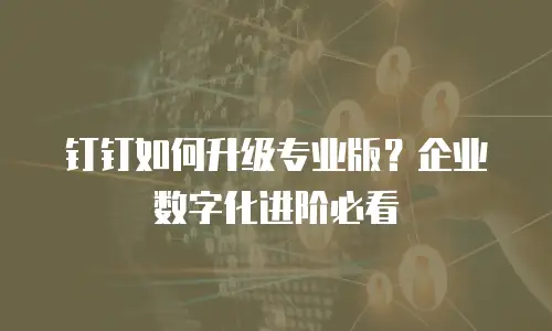 钉钉如何升级专业版？企业数字化进阶必看