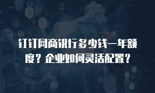 钉钉网商银行多少钱一年额度？企业如何灵活配置？