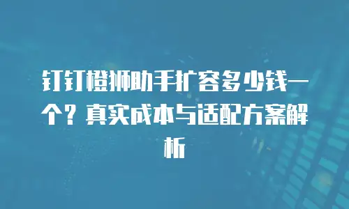 钉钉橙狮助手扩容多少钱一个？真实成本与适配方案解析