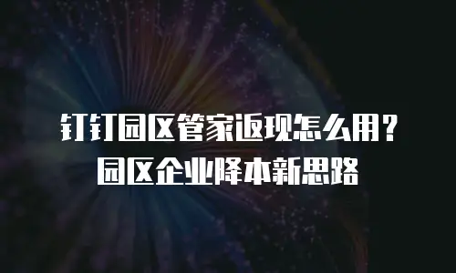 钉钉园区管家返现怎么用？园区企业降本新思路