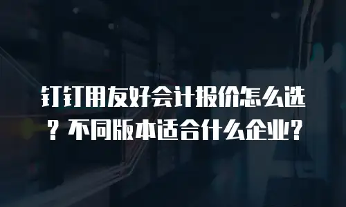 钉钉用友好会计报价怎么选？不同版本适合什么企业？