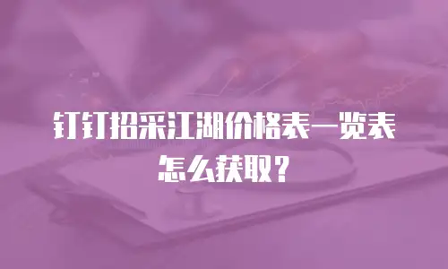 钉钉招采江湖价格表一览表怎么获取？