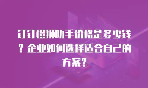 钉钉橙狮助手价格是多少钱？企业如何选择适合自己的方案？