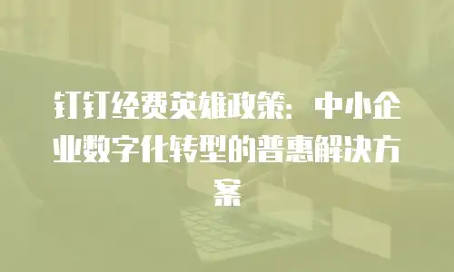 钉钉经费英雄政策：中小企业数字化转型的普惠解决方案