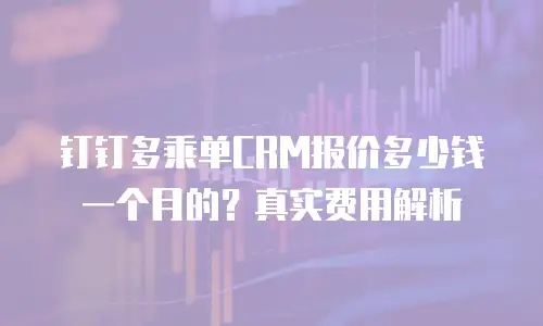 钉钉多乘单CRM报价多少钱一个月的？真实费用解析