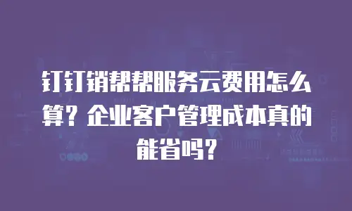 钉钉销帮帮服务云费用怎么算？企业客户管理成本真的能省吗？