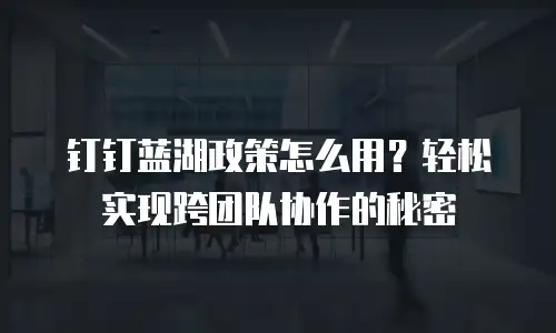 钉钉蓝湖政策怎么用？轻松实现跨团队协作的秘密