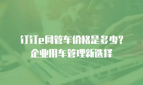 钉钉e网管车价格是多少？企业用车管理新选择