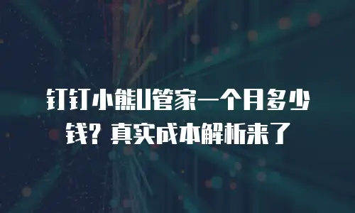 钉钉小熊U管家一个月多少钱？真实成本解析来了