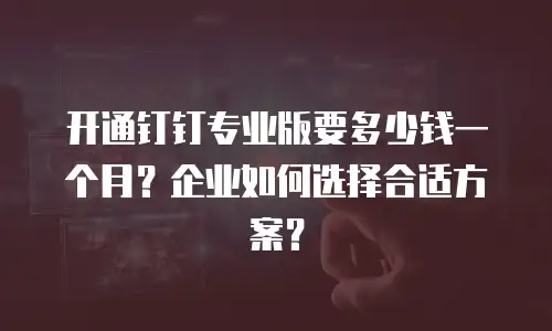 开通钉钉专业版要多少钱一个月？企业如何选择合适方案？