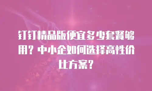 钉钉精品版便宜多少套餐够用？中小企如何选择高性价比方案？