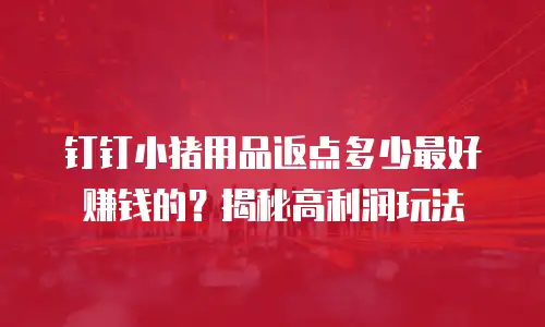 钉钉小猪用品返点多少最好赚钱的？揭秘高利润玩法