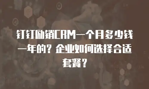 钉钉励销CRM一个月多少钱一年的？企业如何选择合适套餐？