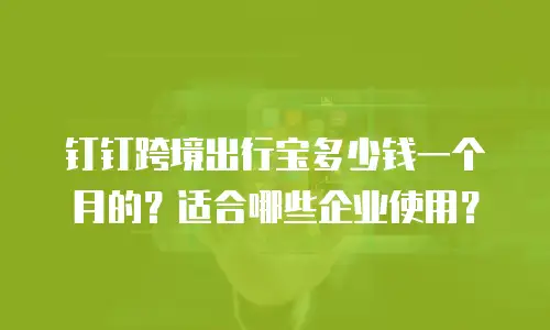 钉钉跨境出行宝多少钱一个月的？适合哪些企业使用？