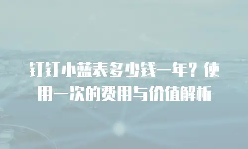 钉钉小蓝表多少钱一年？使用一次的费用与价值解析