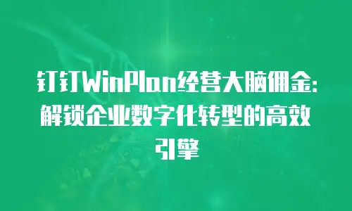 钉钉WinPlan经营大脑佣金：解锁企业数字化转型的高效引擎