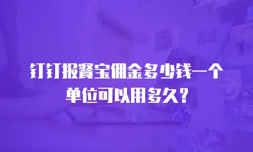 钉钉报餐宝佣金多少钱一个单位可以用多久？