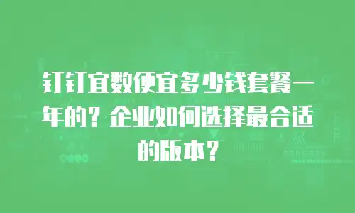 钉钉宜数便宜多少钱套餐一年的？企业如何选择最合适的版本？