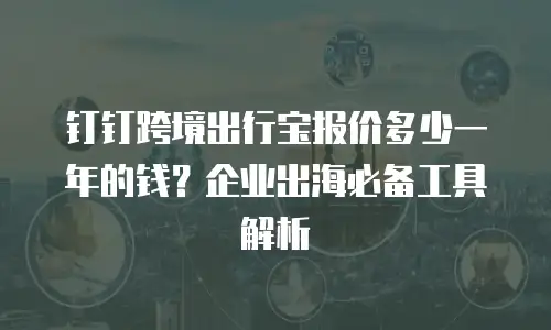 钉钉跨境出行宝报价多少一年的钱？企业出海必备工具解析
