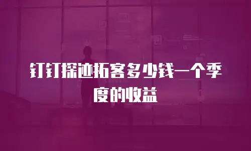 钉钉探迹拓客多少钱一个季度的收益
