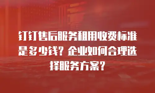 钉钉售后服务租用收费标准是多少钱？企业如何合理选择服务方案？