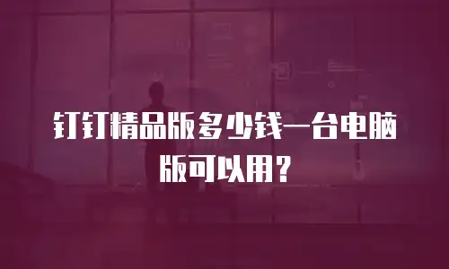 钉钉精品版多少钱一台电脑版可以用？