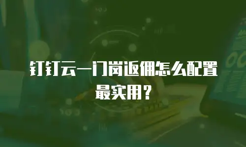 钉钉云一门岗返佣怎么配置最实用？