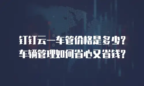 钉钉云一车管价格是多少？车辆管理如何省心又省钱？
