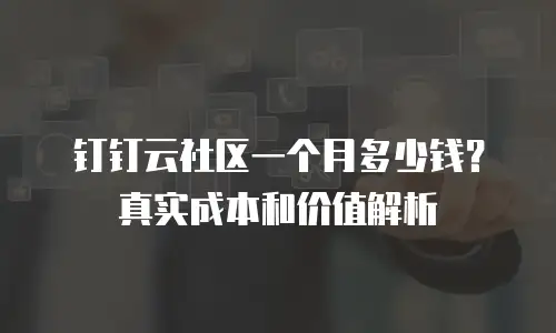 钉钉云社区一个月多少钱？真实成本和价值解析