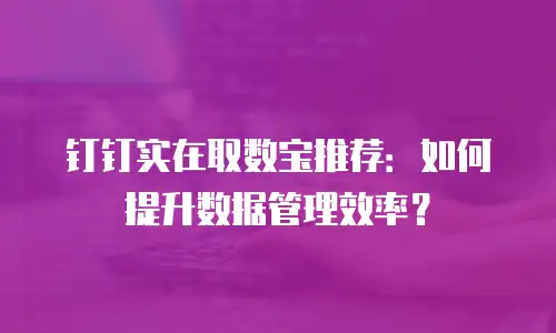 钉钉实在取数宝推荐：如何提升数据管理效率？
