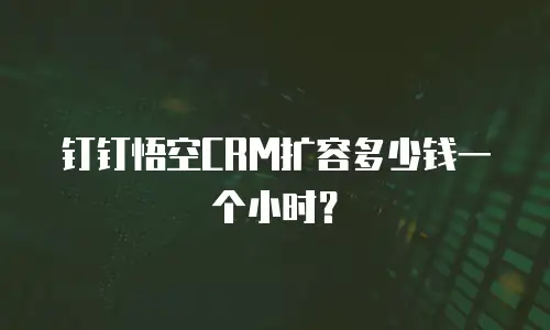 钉钉悟空CRM扩容多少钱一个小时？