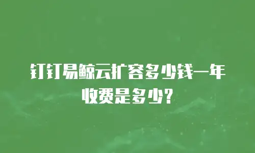 钉钉易鲸云扩容多少钱一年收费是多少？